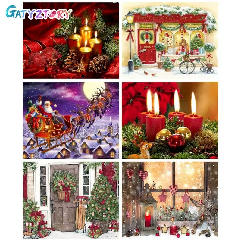 

GATYZTORY DIY Pictures By Number Christmas Kits Home Decor Painting By Numbers Scenery Drawing On Canvas HandPainted Art Gift