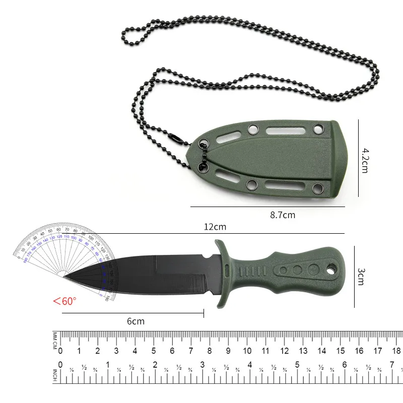Mini Necklace Tactical Neck Knife Field Emergency Defense Pocket Knife Outdoor Straight Camping Portable Fruit