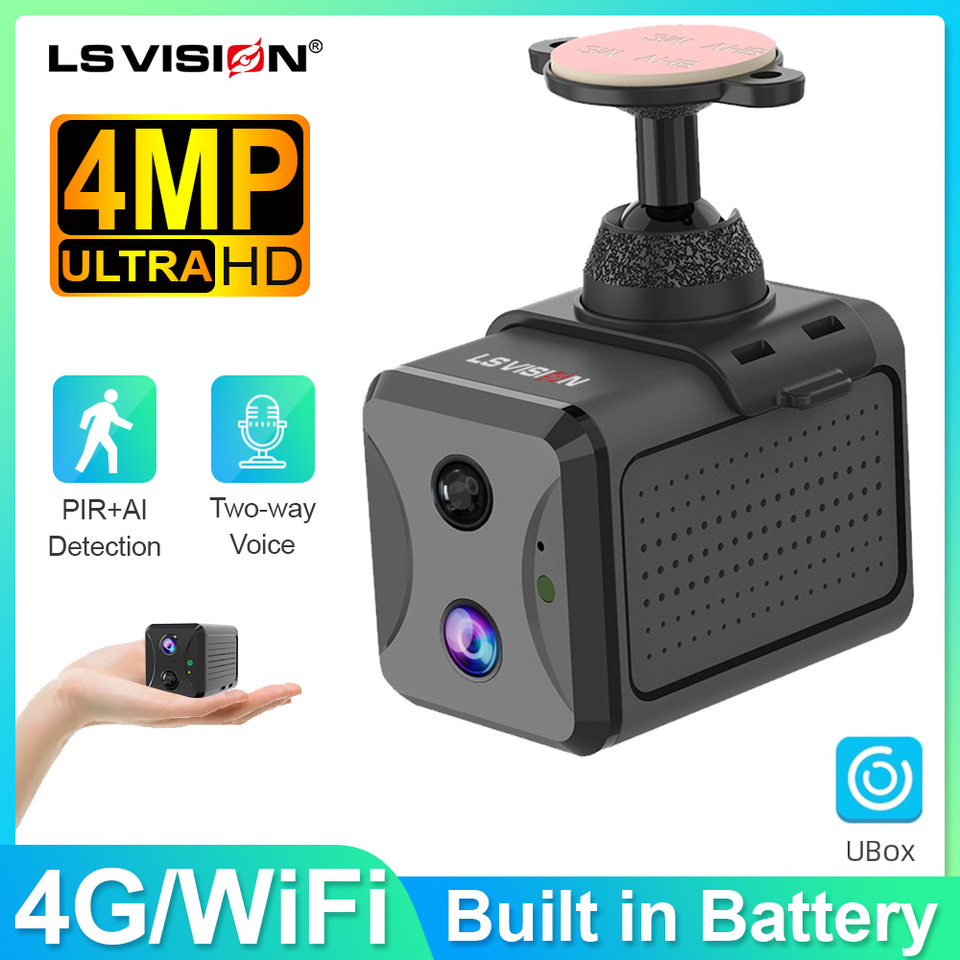 LS VISION 5MP 4G  MINI Camera Wireless Cameras for Home  Wifi Security Cam  Infrared Night Vision  PIR Motion Detection Webcam