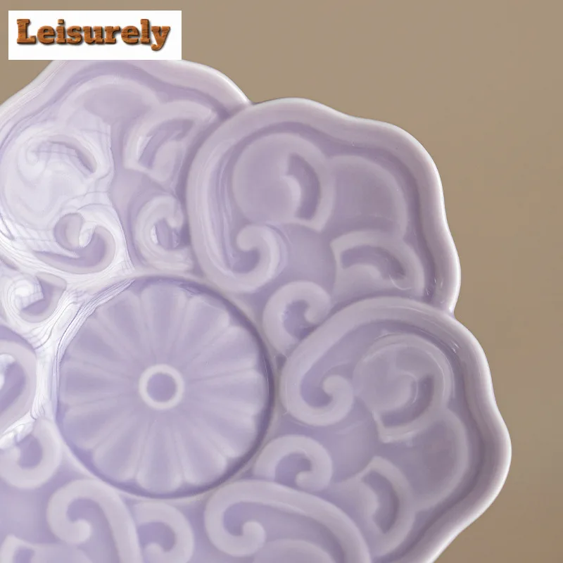 Ruyi Six Petal Fruit Dishes Vintage Pastry Plate Appetizer Serving Platter Household Hospitality Dishes Teaset Supplies Craft