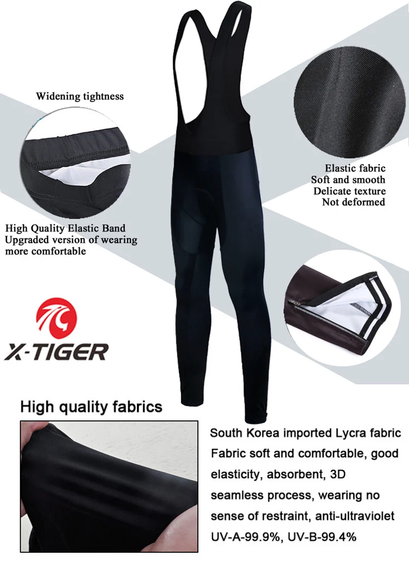 X-TIGER Radsport-Lätzchen-Hose Winter-Thermo-Mountainbike-Hose Fahrrad-Strumpfhose Coolmax 5d Gel-Pad hält warme Lätzchen hose – Detail 4