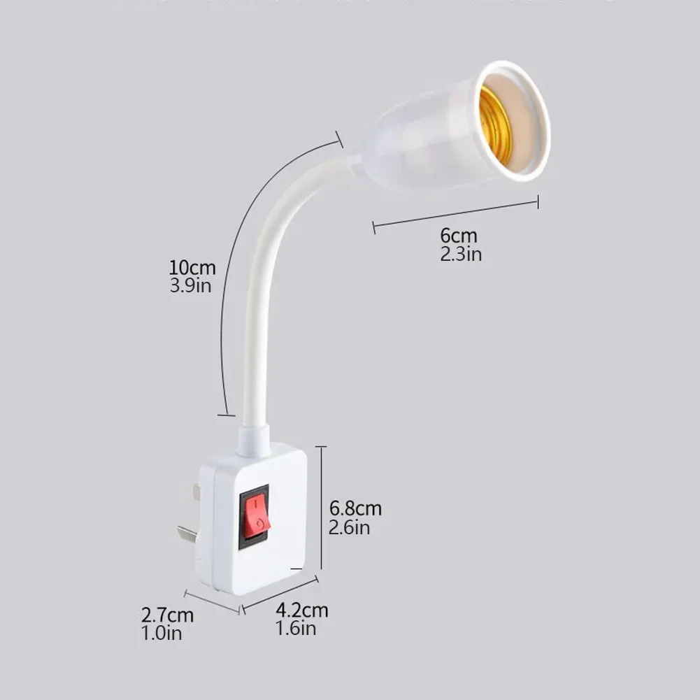 Stainless Steel E27 Lamp Base Adapter with On/Off Switch for EU US Plug