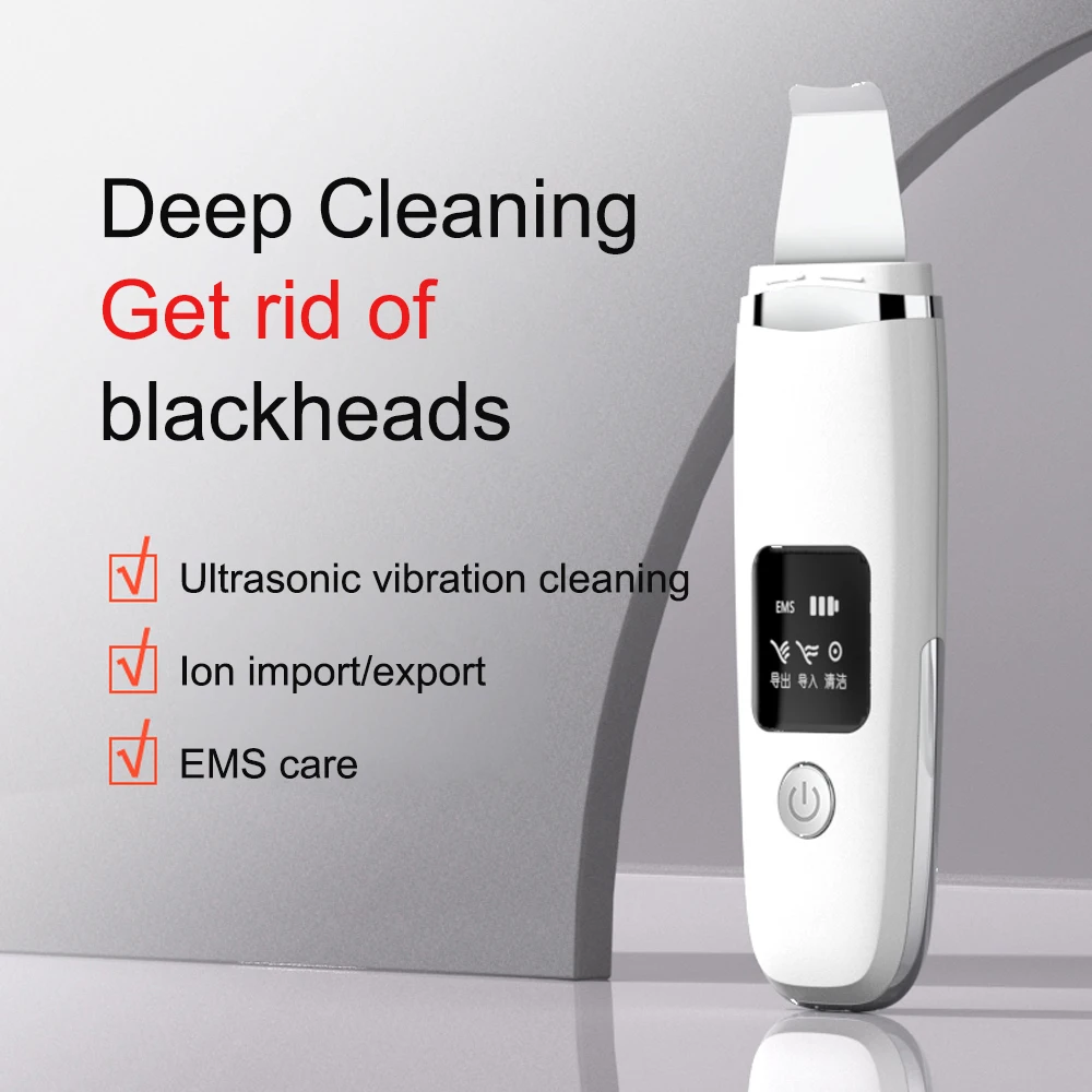 Ultrasonic Skin Scrubber Blackhead Remover Professional Face Cleaning Peeing Facial Cleaner Beauty Device