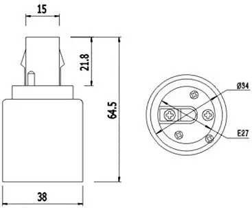 G24 to E27 Adapter G24Q 4PIN to E27 E26 Lamp Light Bulb Lamp Adapter Converter Holder Base Converter