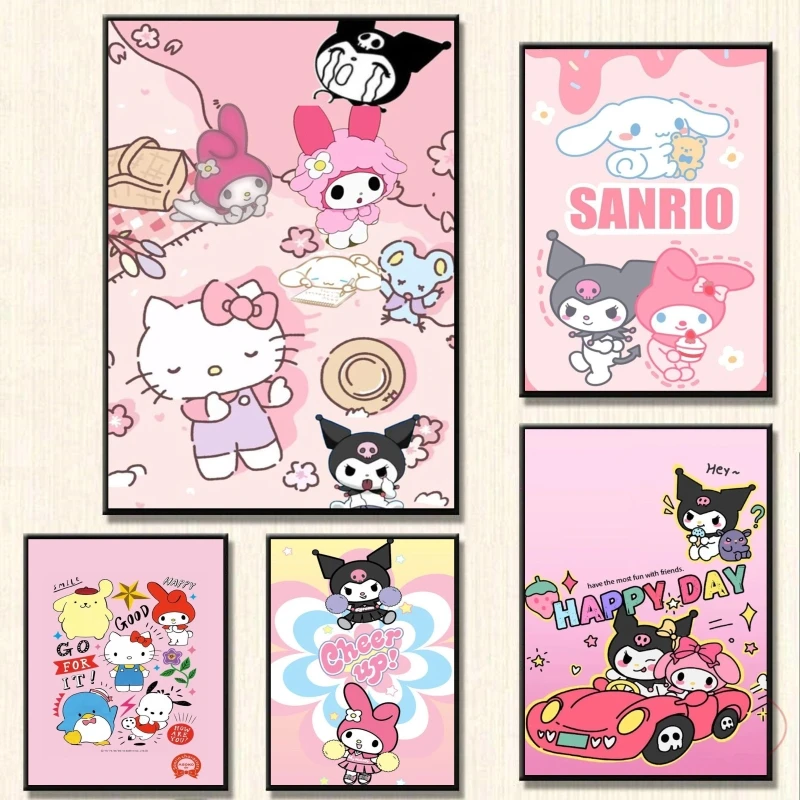 

Canvas HD Prints KuromiMy Melody Modern Living Room Christmas Gifts Children's Bedroom Decor Decoration Paintings Hanging