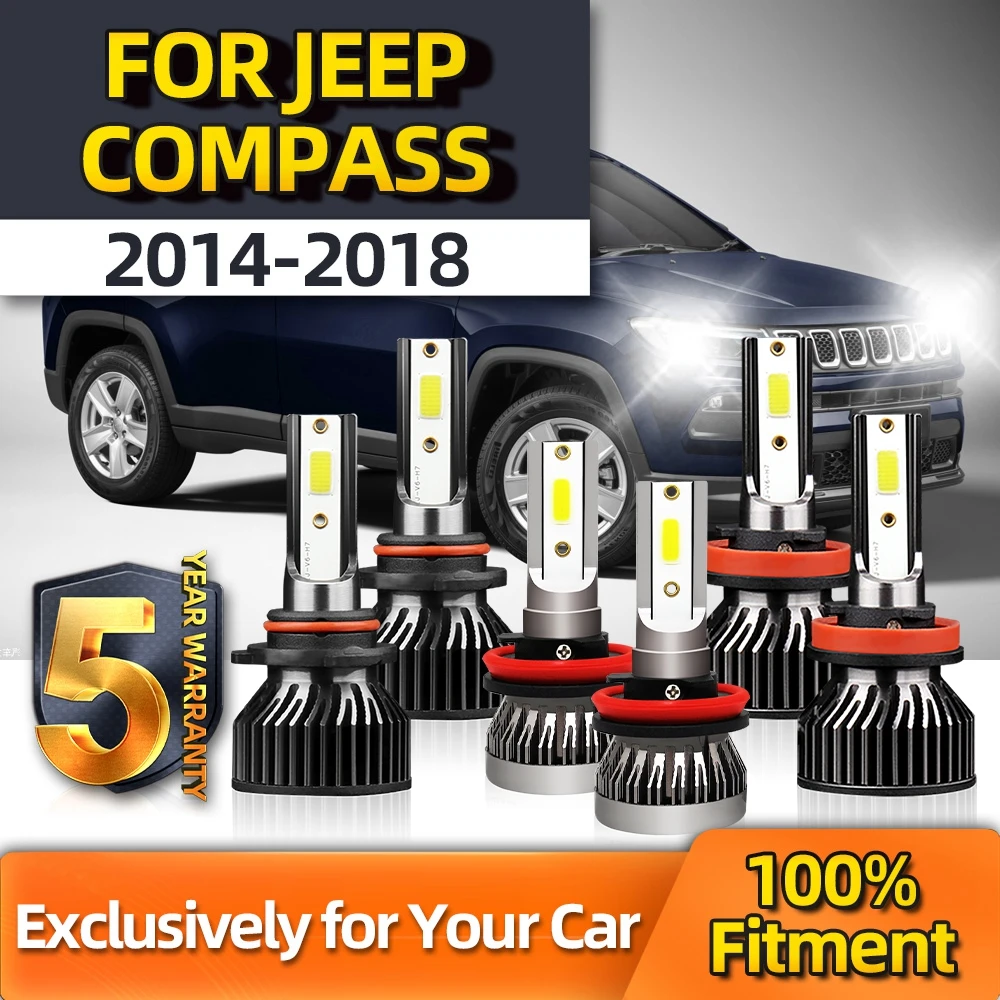 

Crossfox 6x LED Combo Conversion CSP Turbo Kit High Low 9005 H11 Fog Light H11 For Jeep Compass 2014 2015 2016 2017 2018
