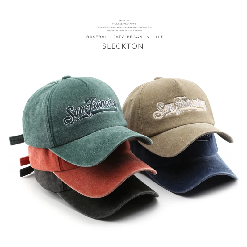 

SLECKTON Fashion Baseball Cap for Men and Women Washed Cotton Embroidery Hats Retro Dad Hat Casual Sun Caps Snapback Cap Unisex