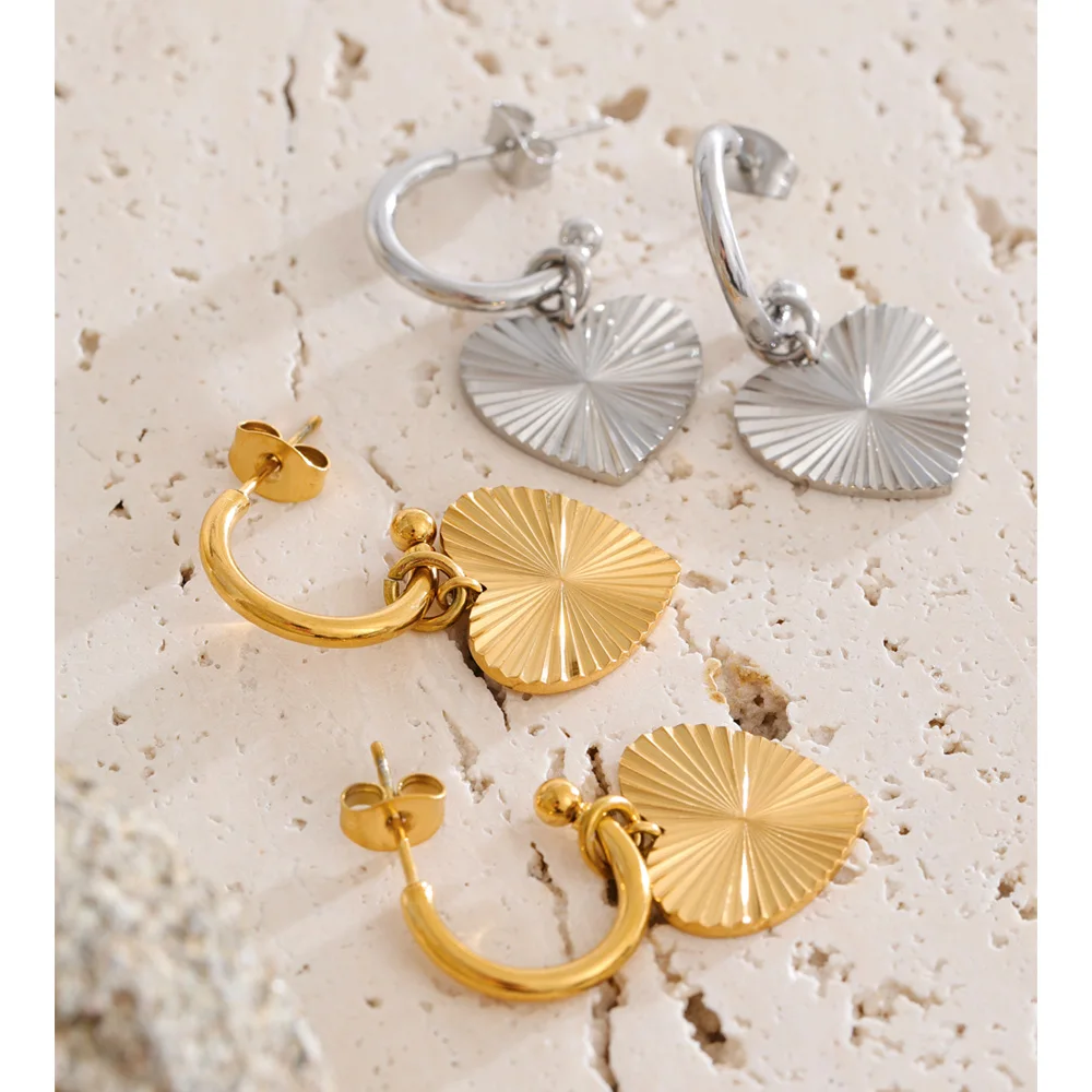 Yhpup Stainless Steel Heart Drop Dangle Earrings