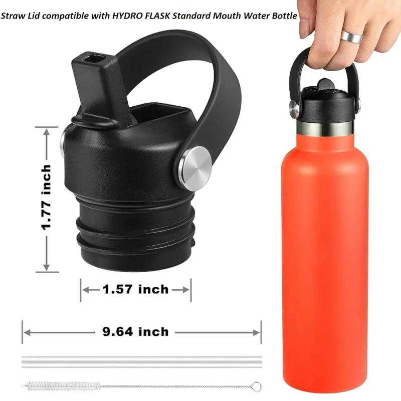 Straw Lid for Hydroflask 18 21 24 oz Standard Mouth Replacement Sport Water Bottle Cap with Handle