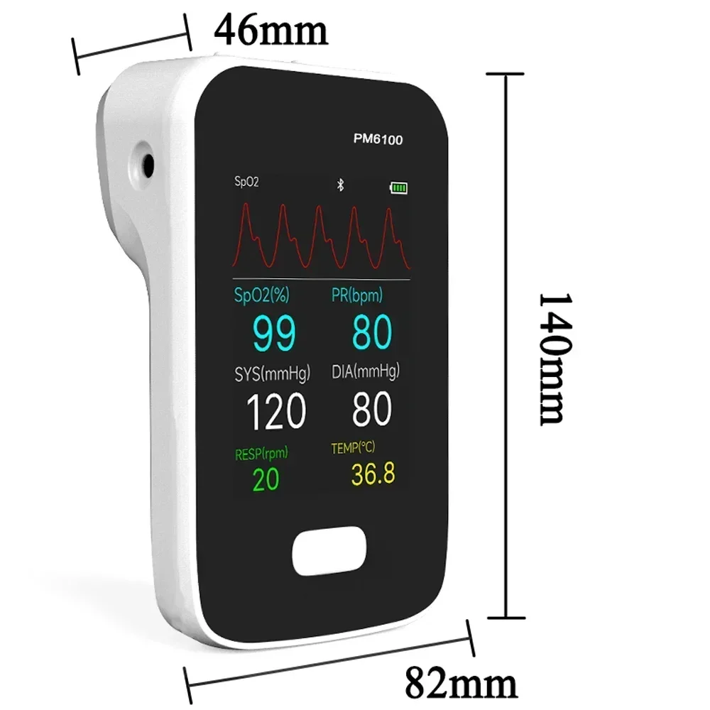 Handheld Patient Monitor 6 Parameter Link PC or Phone ECG NIBP PR SpO2 TEMP Vital Signs Monitor Medical Equipment