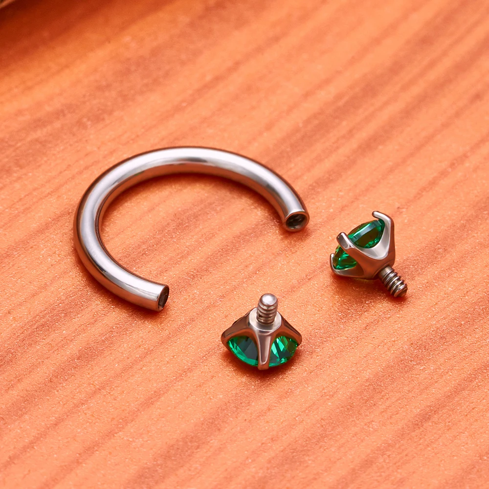 G23 Titanium ASTM-F136 Piercings Nose Ring C rod Body Jewelry Internal Thread Cartilage Helix Earrings