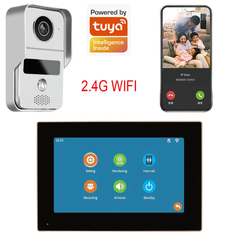 wireless door intercom Wifi Video Intercom Smart Home Security IP Wireless Videophone Door Bell Work with Tuya App Motion Detection Record wireless intercom with camera