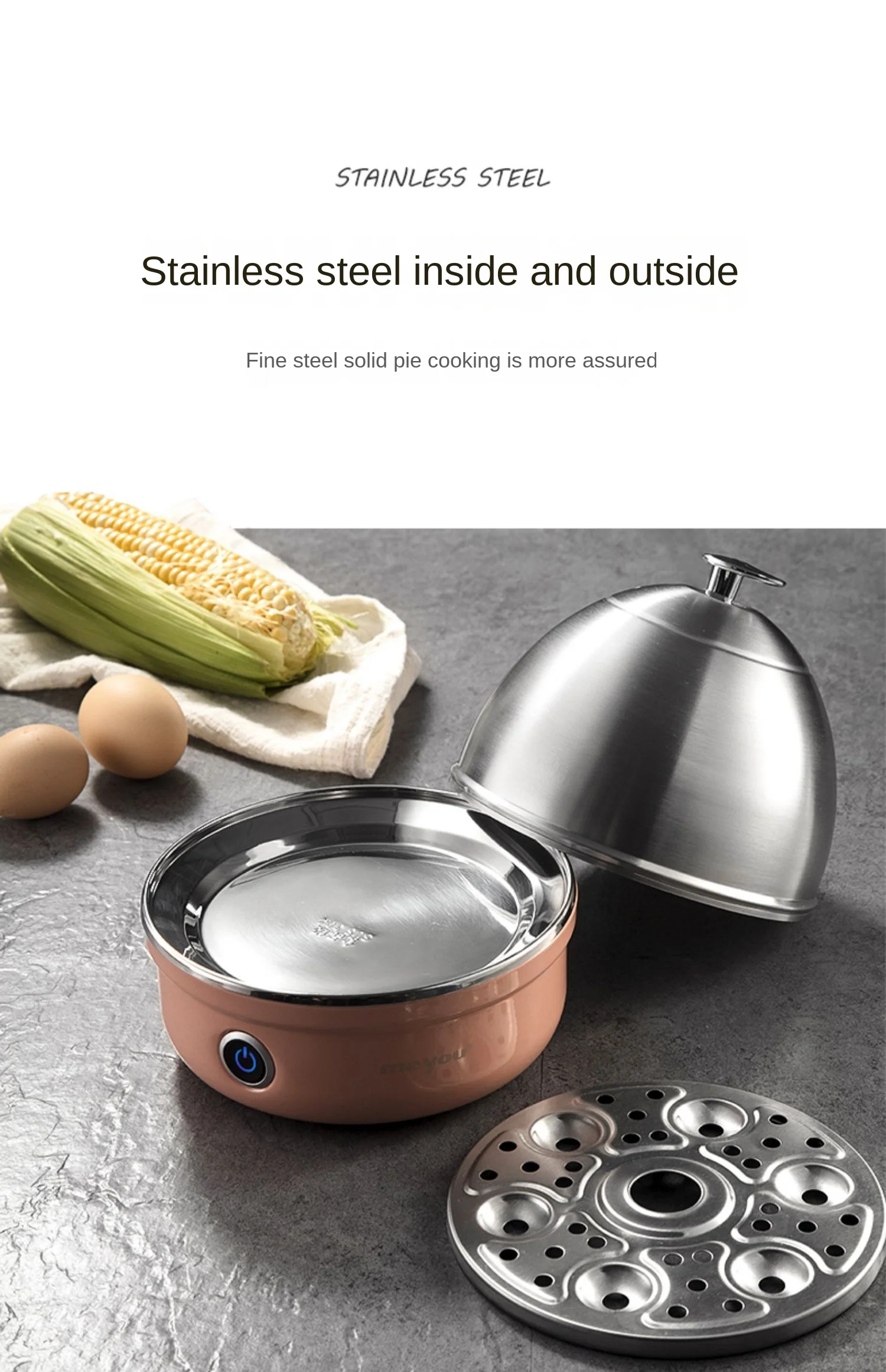 Description Picture 4 of item220V Egg Boiler Egg Steamer Automatic Power Off Household Mini Stainless Steel Breakfast Machine Egg Boiling Machine