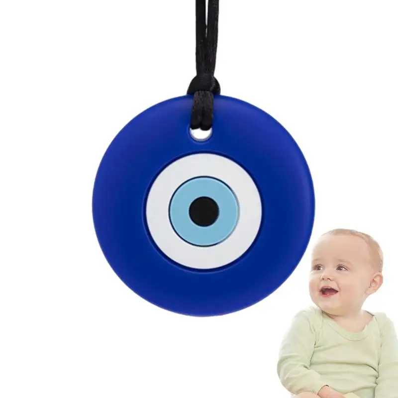 

Sensory Chew Necklaces Soft Blue-Eye Shape Teething Toys Sensory Teething Toys For Kids 6-12 Months Blue-Eye Teething Toys Gift