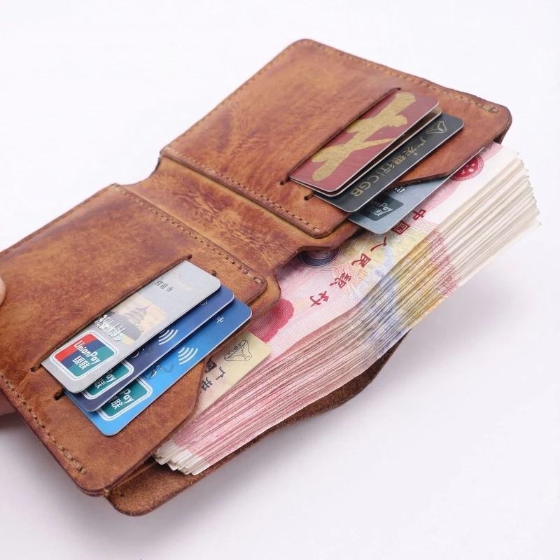 Portafoglio Corto in Pelle Ultra-Resistente per Uomo, Porta Carte in Pelle di Prima Qualità Antigraffio, Portafoglio da Viaggio Minimalista - immagine 3