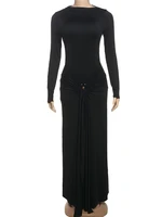 Weird Puss Ruched Elegant Maxi Dress Women Daily Casual Fashion Skinny Full Sleeve Solid Gown Midnight Prom Party Long Bodycon - Image 6
