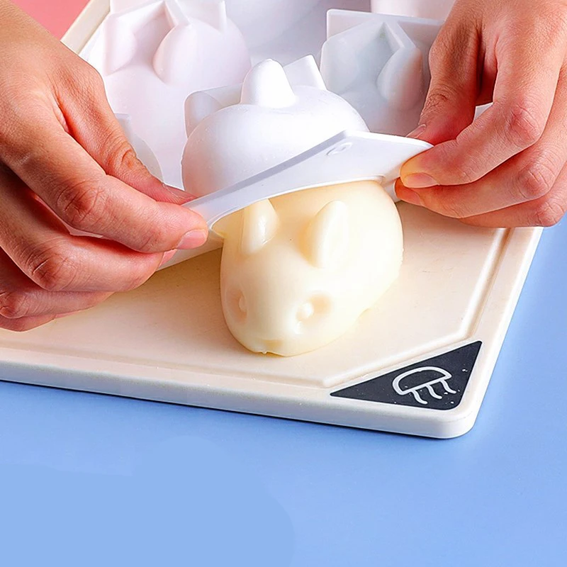 3D Rabbit Silicone Soap Mold DIY Candle Mould Cute Cake Pudding Chocolate Dessert Baking Accessories Candle Making Supplies