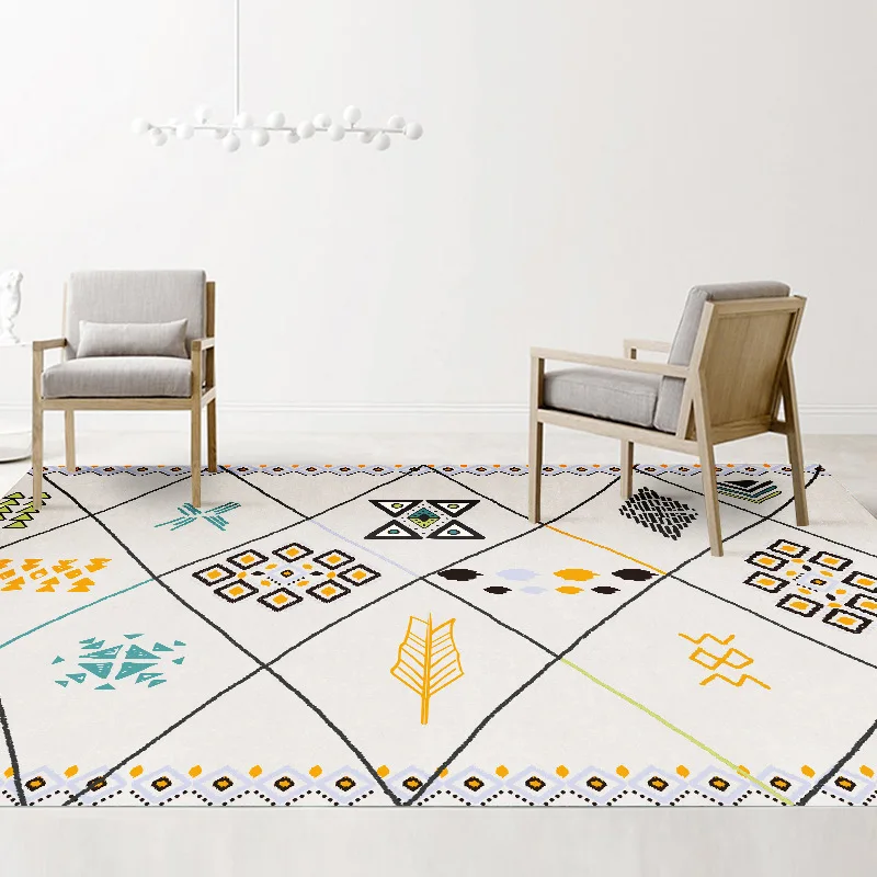 

Nordic Morocco Living Room Carpets Ethnic Bohemia Bedroom Bedside Thin Rug Color Printed Large Area Rugs Sofa Modern Salon