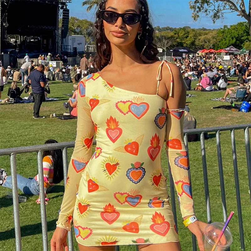 

2023 Streetwear Women Summer Autumn Dresses Casual Print Hip Wrap Skirt Formal Elegant Clothes Evening Party Dress Robe Y2k Girl