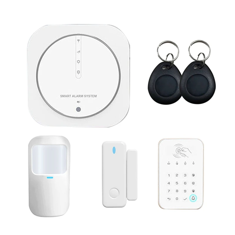 

GSM Wifi Alarm System Kit Tuya Smart Home Security Protection Support RFID Tags Wireless APP Remote Control-EU Plug Easy Install