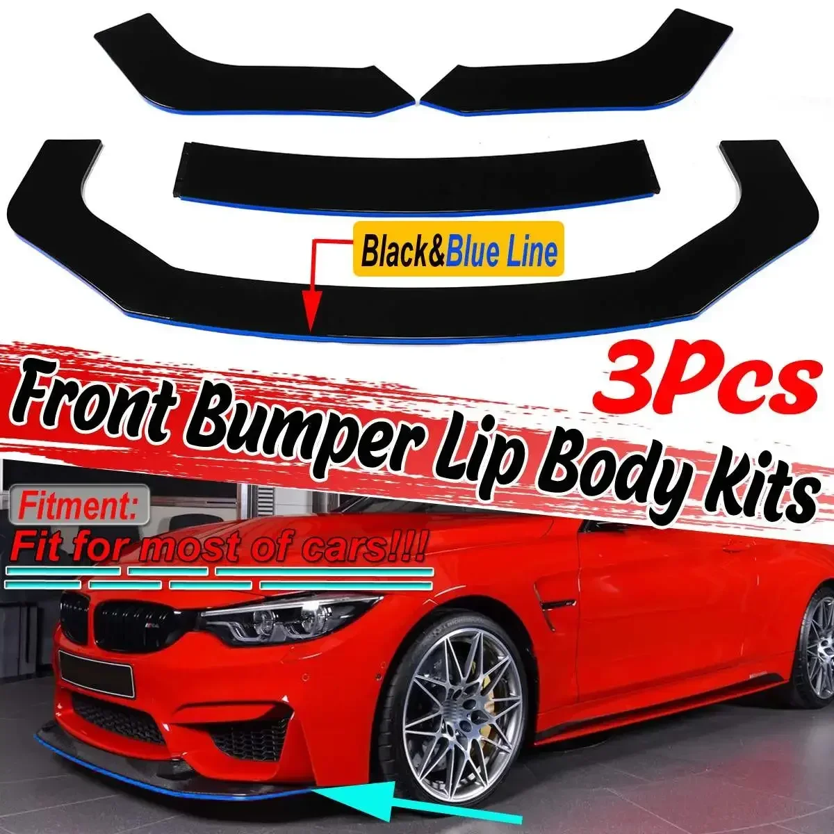 

3pcs Universal Car Front Bumper Splitter Lip Diffuser Protector For BMW F10/F11 E39 E46 E90 E92 E93 E60 F32 F36 G30 G31 Body Kit