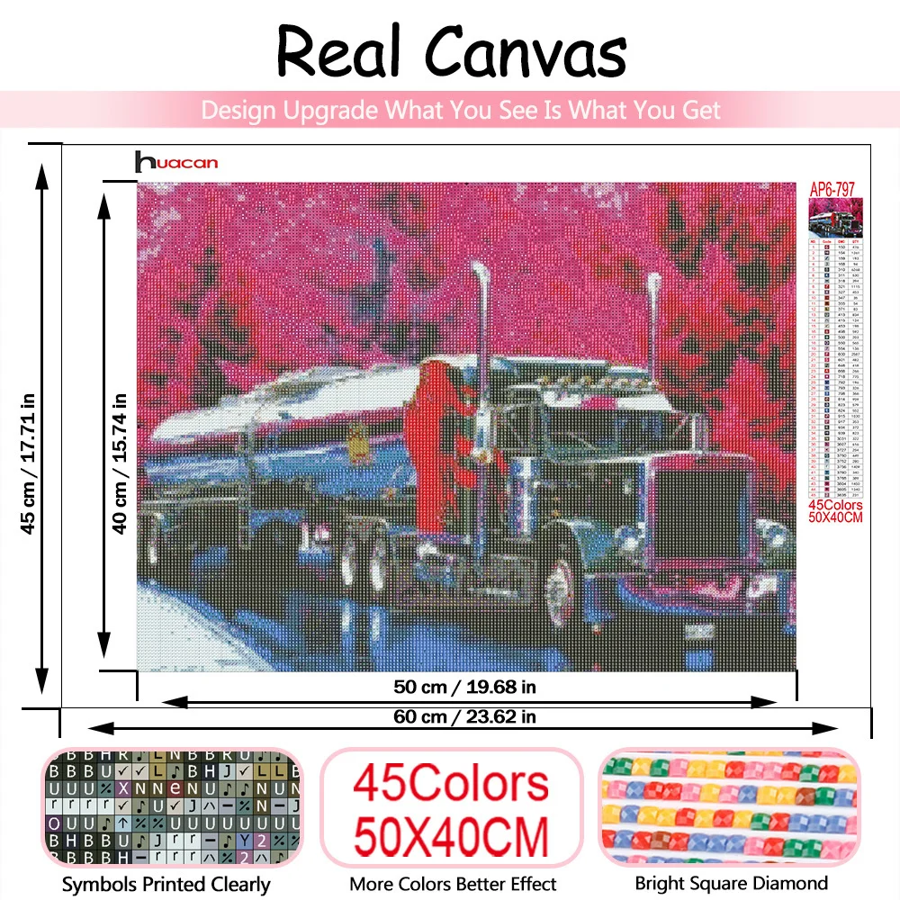 Huacan Diamond Painting New Collection Truck 5d Diy Embroidery Lorry Scenery Mosaic Cross Stitch Home Decor