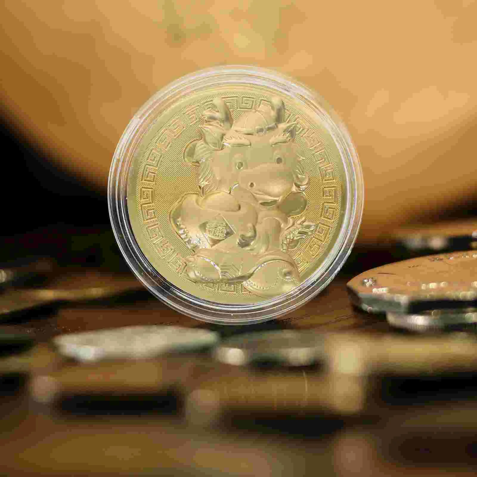 

The Year Of Dragon Commemorative Coin with Small Drawstring Gift Dragon Gold Coins