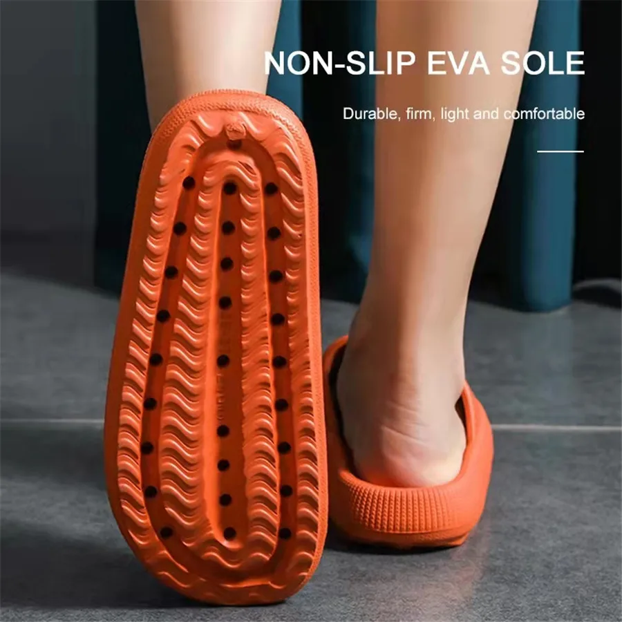 Summer Slippers Women Soild Slides Comfortable Bathroom EVA Cloud Soft Thick Non-slip Indoor Men Flat Heel Home Cushion Shoes 4