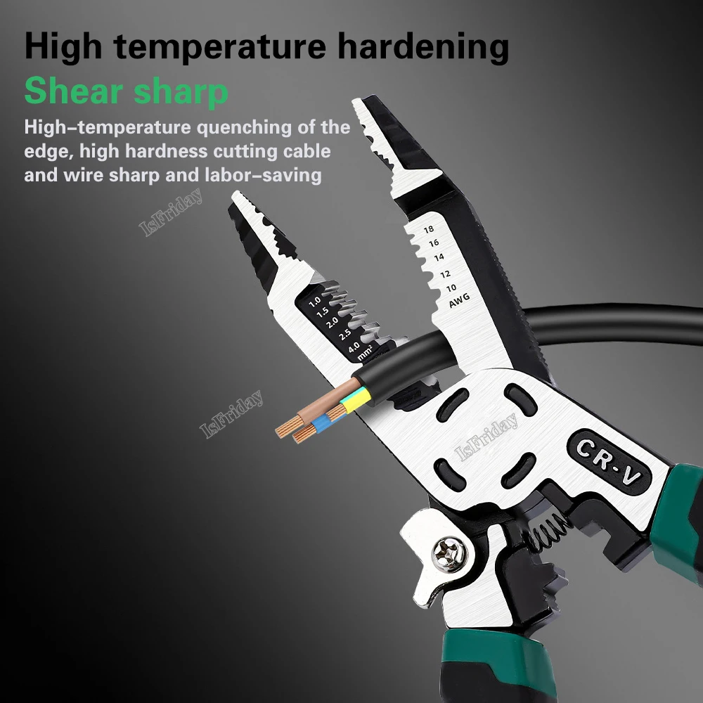 10-in-1 Multi-function Daily Plier Nipper Crimping Wire Stripper High Carbon Steel Labor-saving Professional Electrician Tool