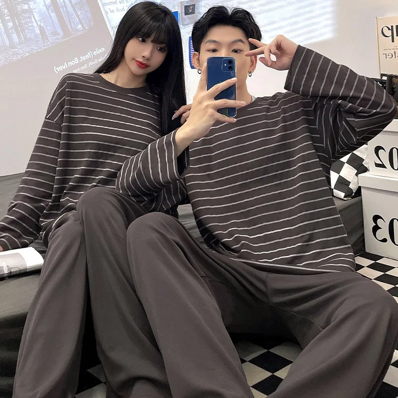 Cotton Couple Pajamas Sets for Women Men Plus Size Sleepwear Comfortable Homewear Autumn Spring Leisure Loungewear Pijamas