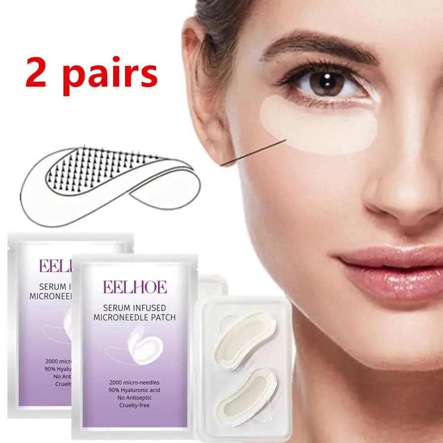 2Pairs Serum Infused Microneedle Eye Patches Mask For Anti Wrinkle Aging Dark Circles Moisturizing Under Eye Gel Pads Skin Care 4pairs serum infused microneedle eye patches mask for anti wrinkle aging dark circles moisturizing under eye gel pads skin care