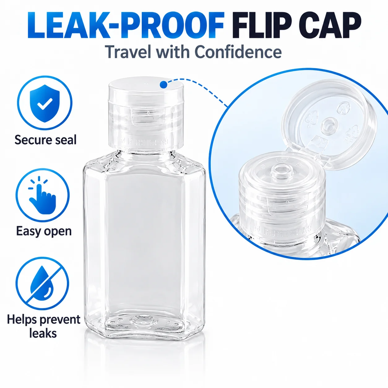 Set of 5 Refillable 30ml Transparent Travel Bottles - Multi-use Empty Plastic Containers for Cosmetics and Shampoo