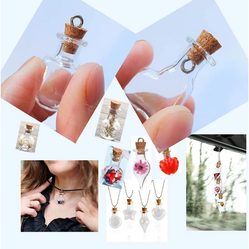 50/5Pc Mini Transparent Glass Bottle Wedding Birthday Party Glass Jars Drifting Bottles Small Wishing Bottles With Cork Stoppers