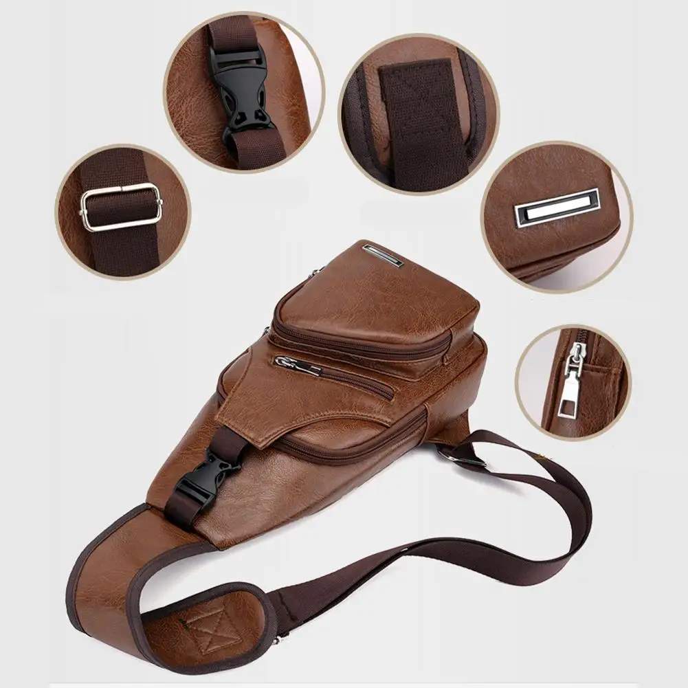 Borsa a Tracolla da Uomo alla Moda, Semplice e Casual, con Porta USB, Multifunzionale per Sport e Pendolarismo - immagine 5