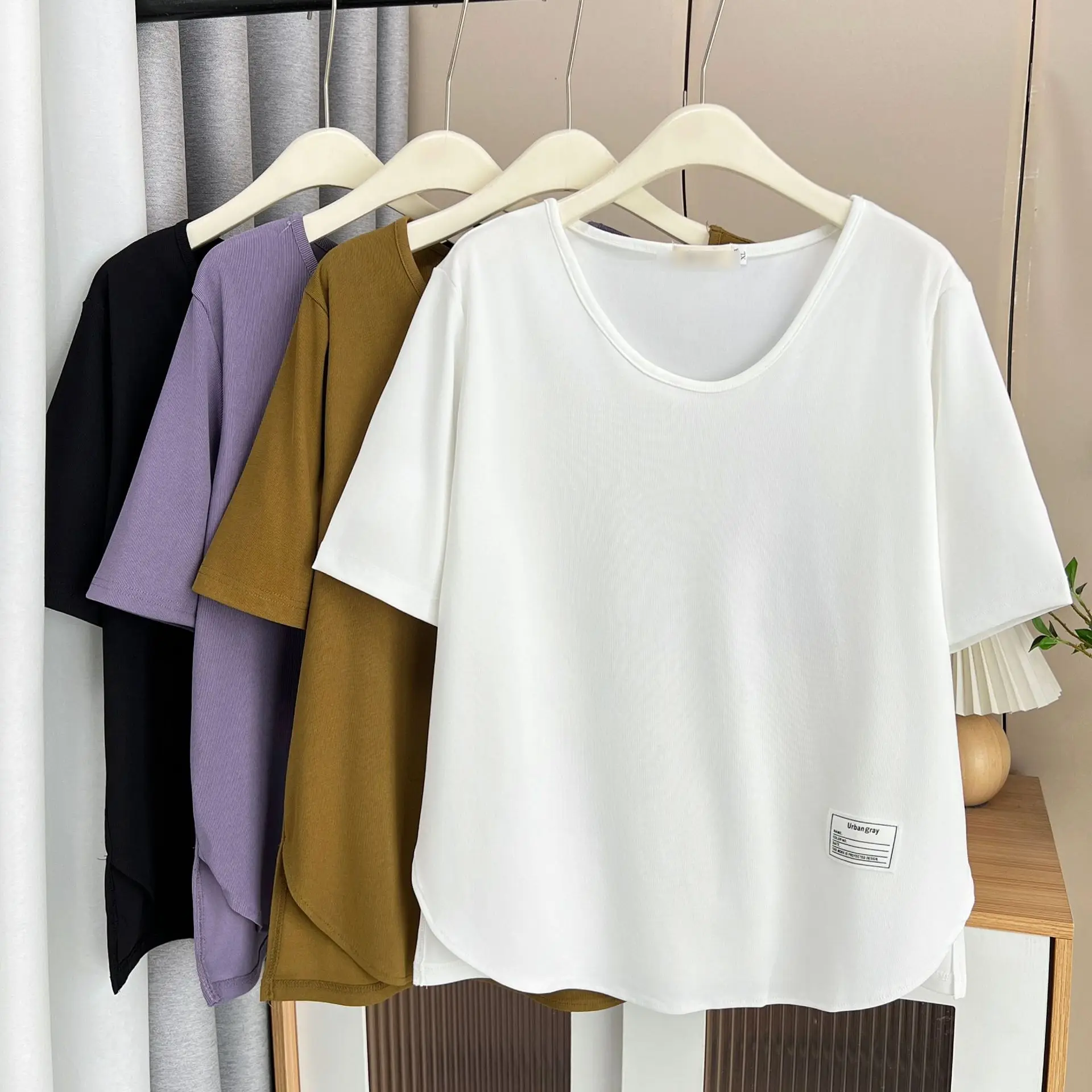 Plus Size Women's Top Summer New 100kg Casual Label short-sleeved T-shirt 2303