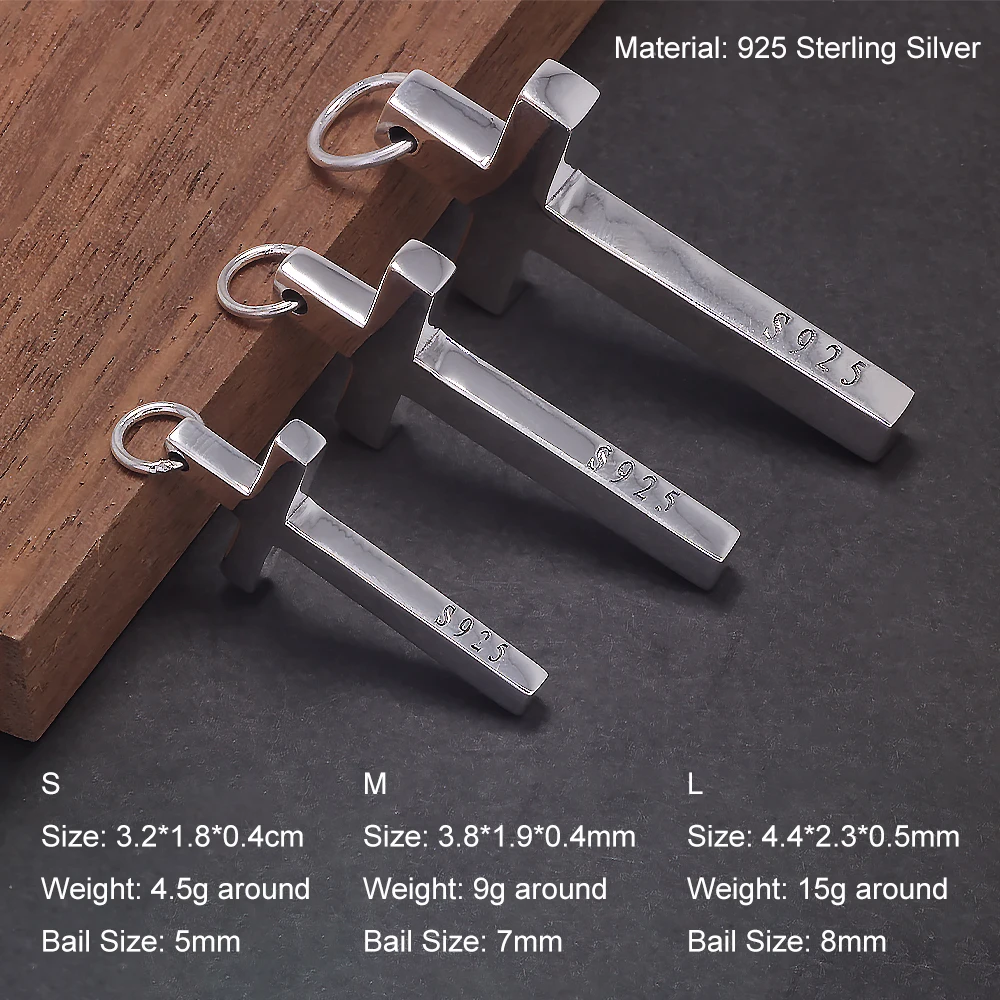 Pendant Necklace Silver Necklace Silver Pendant Silver Necklace Charms Solid 925 Silver Cross Pendant for Men Women Minimalist High Polished Fashion Classic Jesus Christian Prayer Jewelry