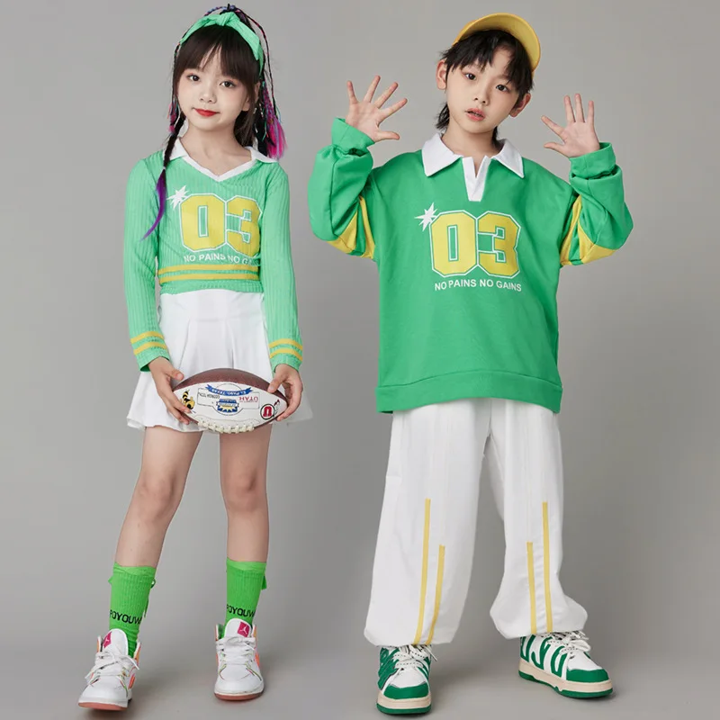 

Kid Hip Hop Clothing Casual Tops Sequined Skirt for Girls Children Jazz Dance Costume Ballroom Dancing Clothes Streetwear