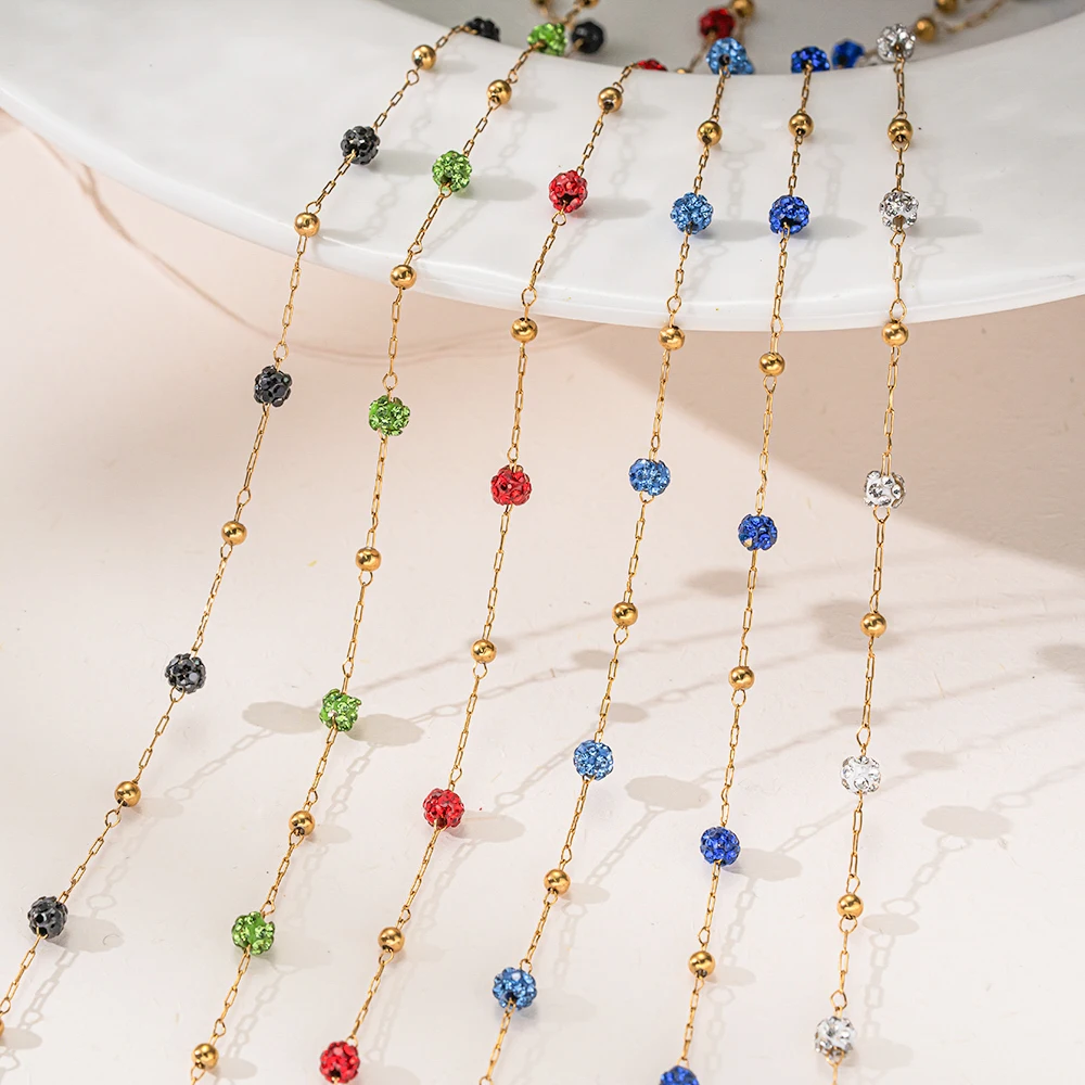 1 Meter Goldene Edelstahlkette mit 4,5mm Strassperlen für DIY Halsketten und Armbänder Schmuckherstellung – Detail 7