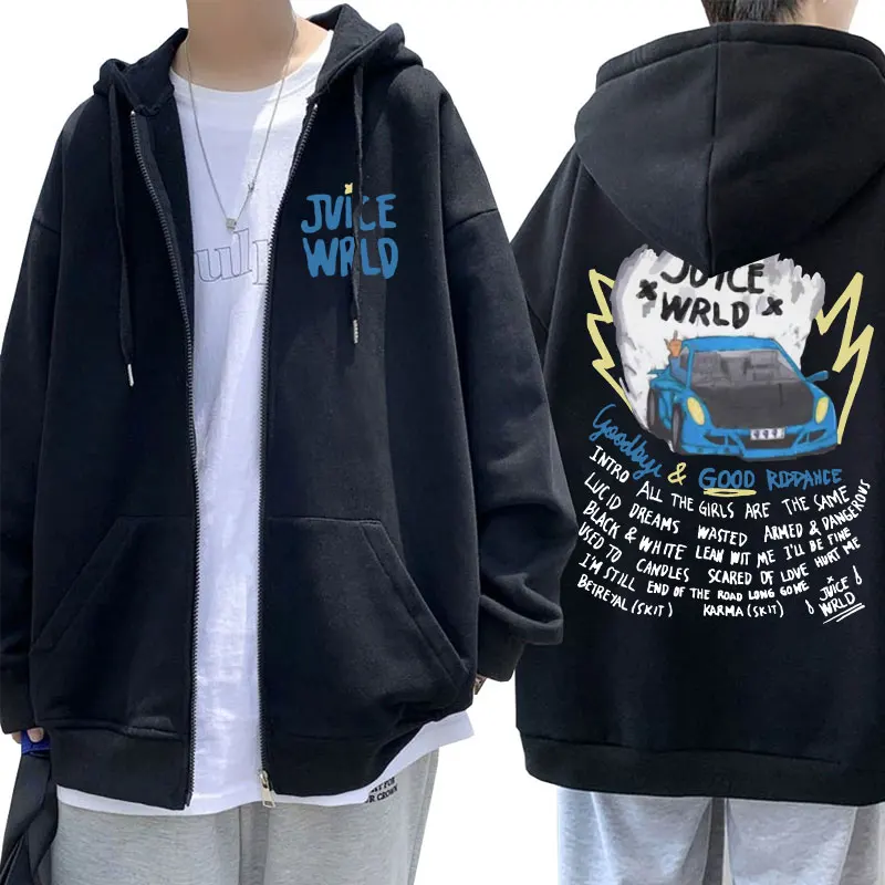 

Rapper Juice Wrld Zipper Hoodie Men's Women's Casual Oversized Zip Up Sweatshirt Coat Hip Hop Fashion Jacket Hoodies Streetwear