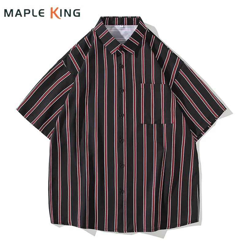 

Harajuku Striped Shirt for Men Women Casual Hip Hop Streetwear 2024 Summer Short Sleeve Cardigan Hawaiian Shirts Men Blusas Tops