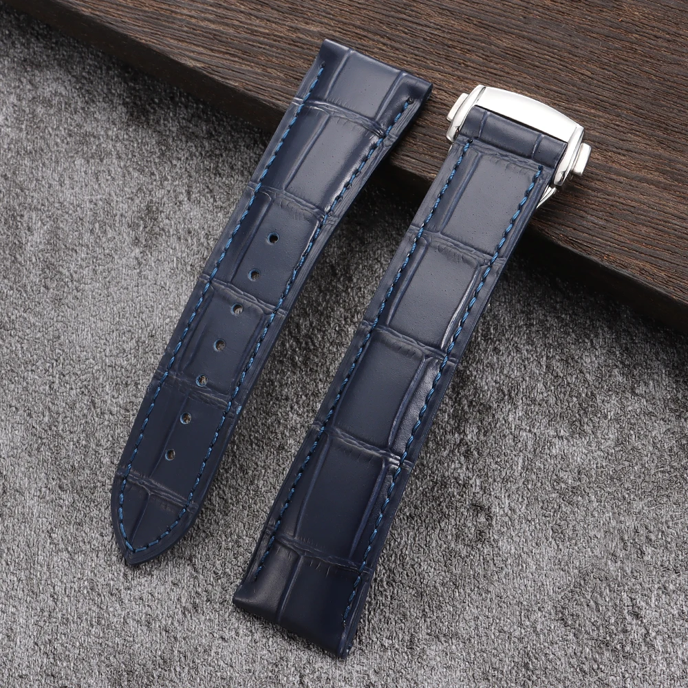 Premium Bamboo Leather Watch Strap with Solid Steel Deployant Clasp