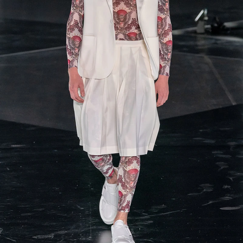 

Шорты-юбка мужские Плиссированные, свободные штаны, модная индивидуальная одежда для японских танцев, выступлений, сценическая одежда, размер 5