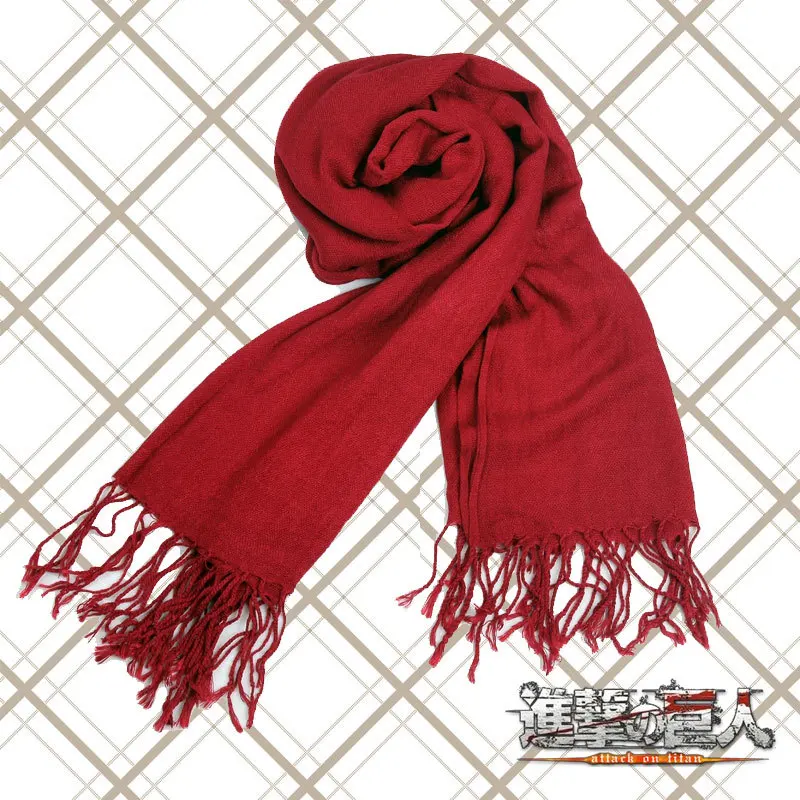 

Unisex Anime Attack on Titan Mikasa Levi Ackerman Scarf Cosplay Costume Shingeki No Kyojin Red White Daily Casual Scarves Gift