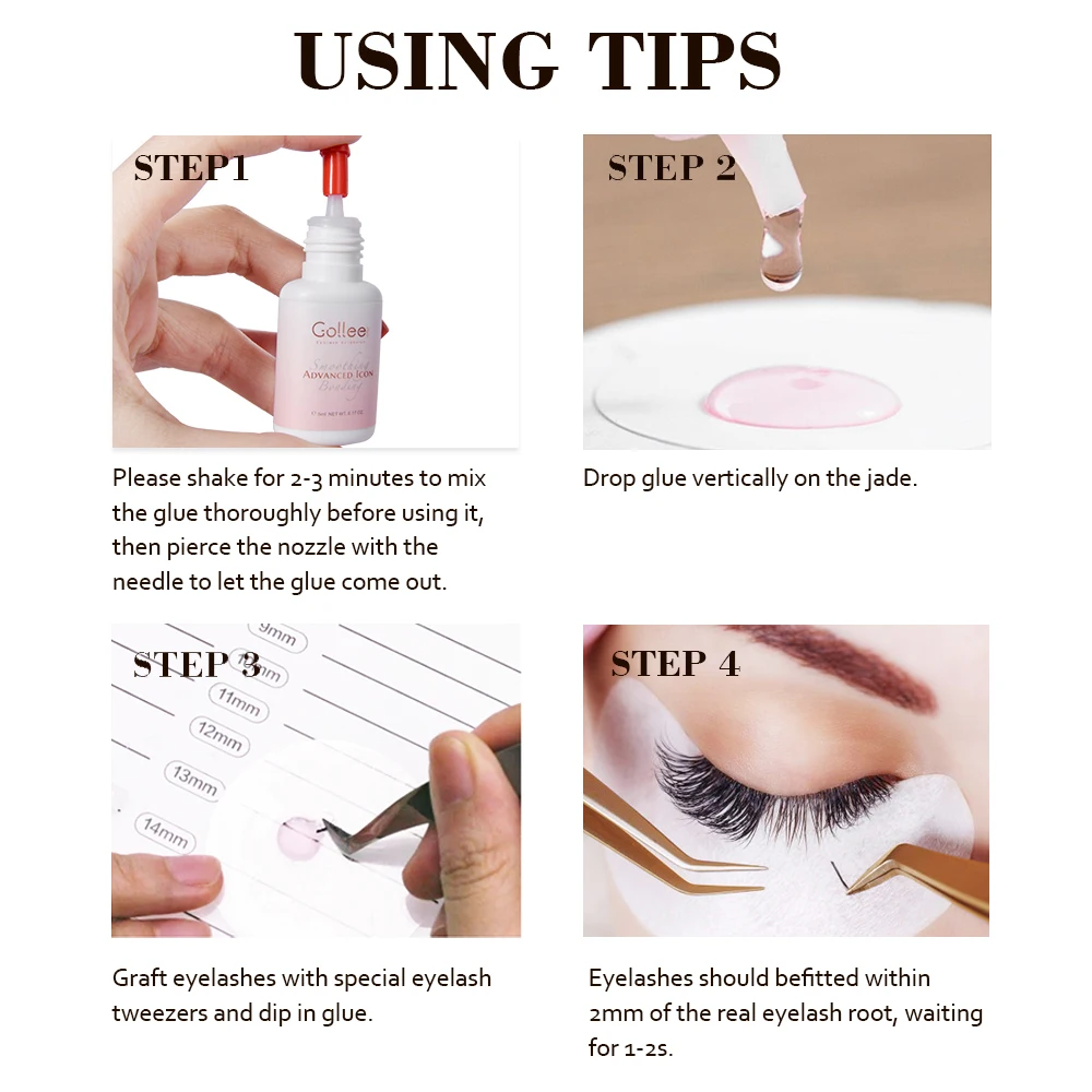 Gollee Floral Fragrance Waterproof Eyelash Extension Glue with Fast Drying Bonder