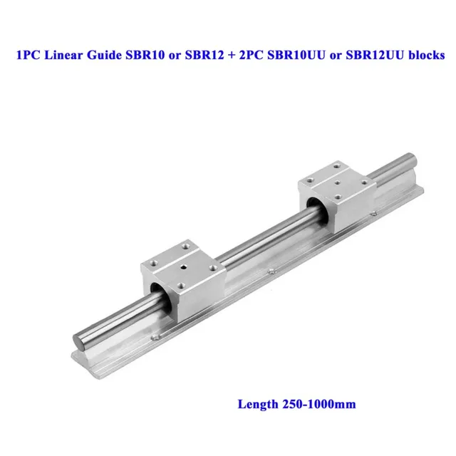 SBR Linear Rail SBR10 SBR12 250-1000 มม.1 ชุด: 1 ชิ้นคู่มือเชิงเส้น SBR10 หรือ SBR12 + 2 ชิ้น SBR10UU หรือ SBR12UU บล็อกสําหรับ 3D ส่วน 1