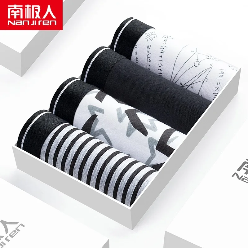 Nanjiren 4 pcs Men Underwear Pure Cotton Durable Boxer Simple Fashion Print Underpants Lightweight Breathable Soft Male Panties car vehicle adaptor male socket cigarette lighter plug connector 8a 1pcs part stock latest useful durable sale