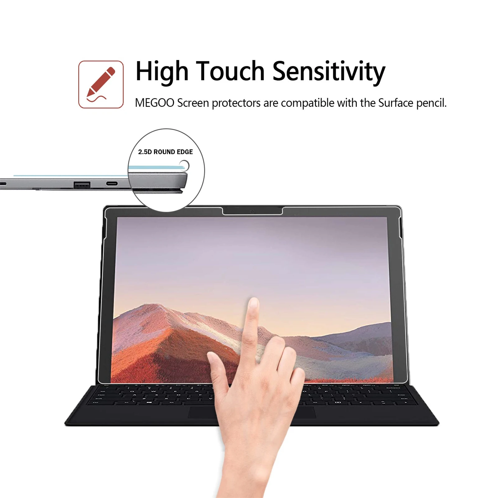 Premium Tempered Glass Screen Protector, 9H Hardness, 2.5D, 12.3-Inch Display
