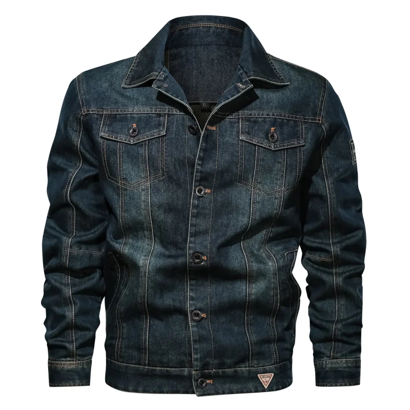 Denim Jacket Men's Spring Autumn Casual Mens Jeans Jackets Multi pocket