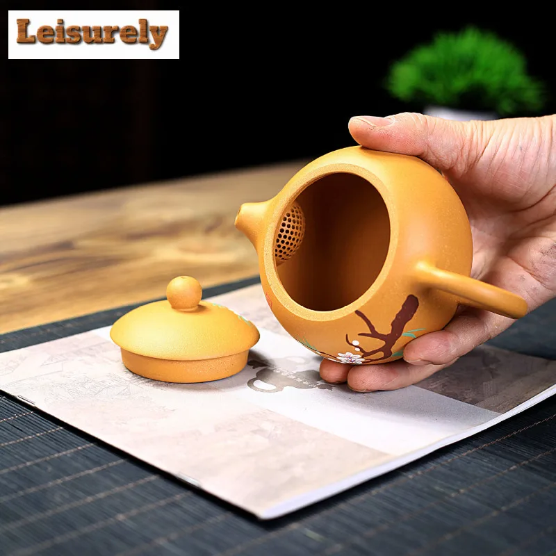 240ml Creative Yixing Purple Clay Teapots Handmade Xishi Pot Raw Ore Section Mud Kettle Chinese Zisha Tea Set Tea Services Craft