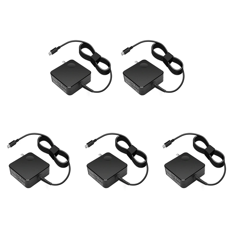 

5X Suitable For Lenovo Square Notebook Portable Power Adapter 65W Type-C Port Pd Fast Charge Computer Charger US Plug
